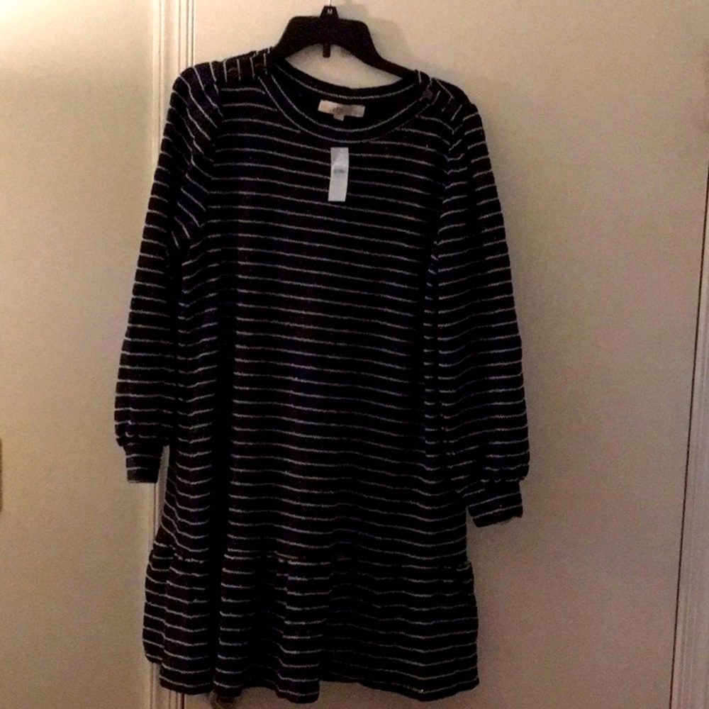Long sleeve, black, and silver stripes with Small flex of color